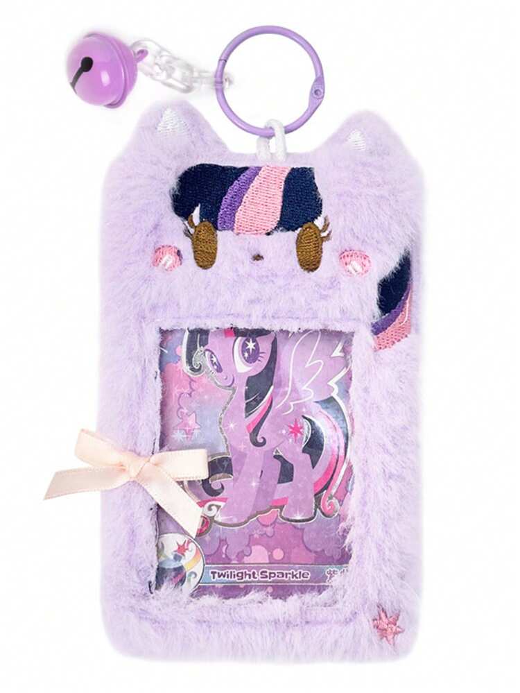 MY LITTLE PONY 女孩毛绒卡夹卡套独角兽和彩虹破折号可爱校园身份证钱包带装饰钥匙扣、餐卡、文件套装、学生好物时尚装饰圣诞节礼物适合女性和白领工作者 - 彩色 - 查看 14