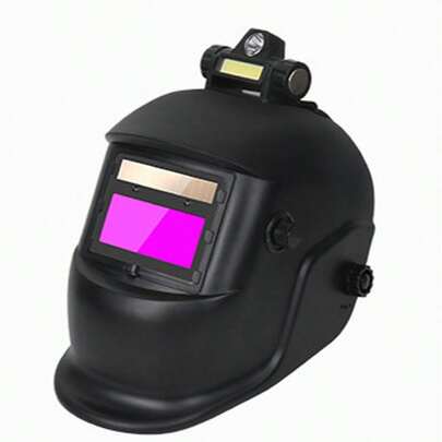 Casco de soldadura con cubierta de oscurecimiento automático de color verdadero, oscurecimiento automático solar, máscara facial de soldadura eléctrica para soldador, luz anti-fuerte y antisalpicaduras (Hay una luz de relleno en la parte superior de la cabeza)