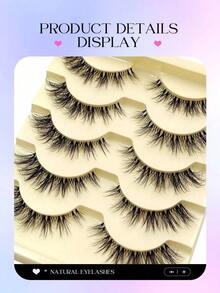 5 Pairs Manga Natural Wispy False Eyelashes - Clear Band Faux Mink Lashes Cat-Eye Shape, Natural Look For Everyday Glam - Reusable, Comfortable, Beginner Friendly Strip Lashes, Lashes, Eyelashes, Fake Lashes