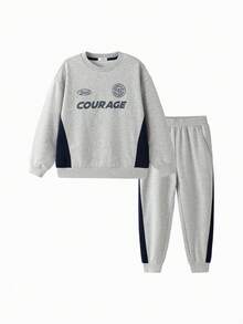 Balabala Boys 2 Pieces Set 2025 Fall New Sporty School Outfit - Light Gray - View 1