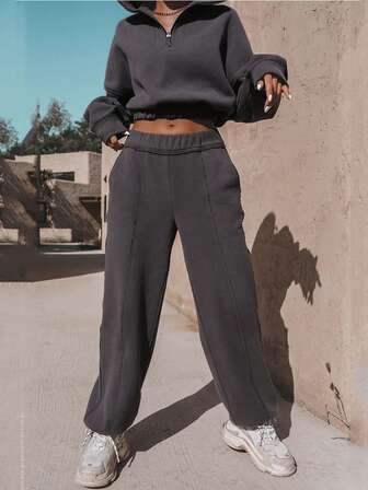 Höst- och vinterset för kvinnor, sport- och fritidskläder, tvådelat set