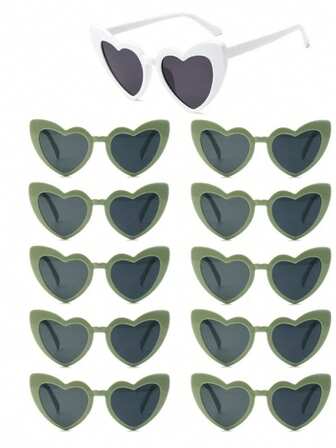 1/11pcs Women's Heart Shaped Sunglasses, Fashionable Cat Eye Love Heart Shaped Retro Cute Sunglasses, Party Supplies, Valentine's Day, Singles Party, Wedding, Birthday, Fashion Accessories, Christmas Decorations, Christmas Gifts, Celebration Attire, Happy New Year