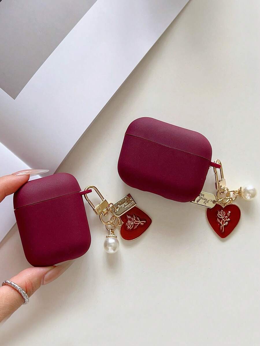 1 件菊花钥匙扣耳机盒，兼容 4 Pro 2、Pro 3、2 和 1，柔软硅胶一体式设计 - 酒紅色 - 查看 1