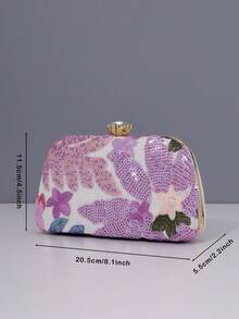 1 Túi xách nữ họa tiết hoa mới, Túi dạ hội thêu hoa sequin tím cổ điển mới năm 2025, Thích hợp cho các cô gái tiệc tùng, cô dâu, cặp đôi mới cưới và các cô gái văn phòng, tiệc khiêu vũ, đám cưới, túi hộp nhỏ (Hoa văn ngẫu nhiên), Thích hợp cho công việc, chuyến công tác, dã ngoại, đi làm - Màu tím - Xem 3