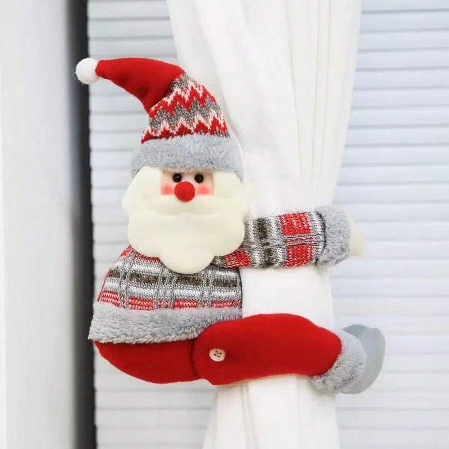 Christmas Decoration Knitted Santa Claus Doll Window Curtain Buckle Cartoon Figurine Hanging Ornament, Hotel Holiday Supplies, Theme Party Home Decor Christmas Decorations Room Decor Christmas Decorations Home