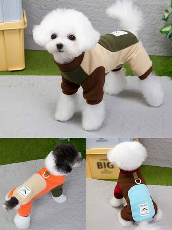 宠物四腿保暖连体衣，可爱撞色加厚狗狗外套，秋冬宠物服装
