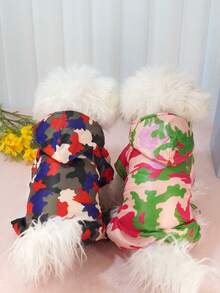 Pet Camouflage Down Jacket Warm Coat, Winter Outdoor Apparel For Cats & Dogs