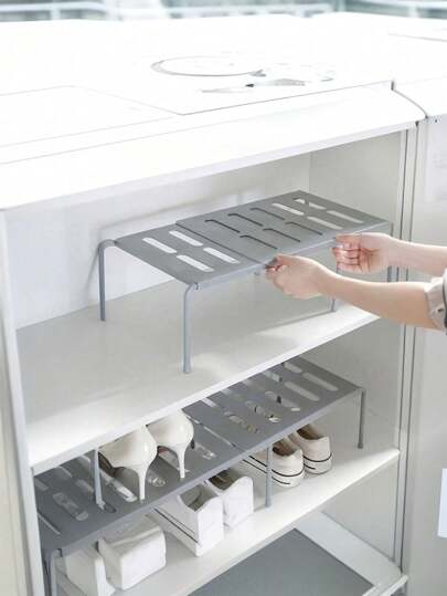 1pc/2pcs Adjustable Expandable Plastic Shoe Rack, Multi-Tier Storage Organizer, Space Saving Design - Fits Sneakers, Slippers, Boots, Shoe Boxes, Suitable For Closet, Home, Dorm, Living Room, Kitchen, Bathroom