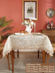 1 件双层面料、刺绣、水溶性蕾丝、金色亮片、高端优雅桌布、桌垫、餐垫、野餐垫、厨房、餐桌、书桌、咖啡桌、梳妆台、装饰、家居装饰的礼物，适用于客厅、咖啡桌、卧室、庭院、室内和室外、别墅、派对、户外家具、露营、节日、聚会、橱柜、家庭聚会、节日装饰、派对和婚礼装饰，提供各种桌布尺寸 - 彩色 - 查看 2