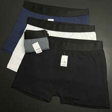 Kit Of 5 Men's Plus Size Boxer Briefs, Comfortable, Anti-Piggy Bank Cotton - Black - View 3