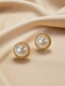 6 件/套简约几何猫眼仿珍珠耳环，新款时尚别致耳钉套装，适合女性日常和节日佩戴