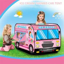 Różowy namiot w kształcie samochodu z lodami, przenośny, składany basen z piłeczkami, zabawka dla dzieci w wieku 3-12 lat, namiot dla niemowląt, basen z piłeczkami, dmuchany namiot