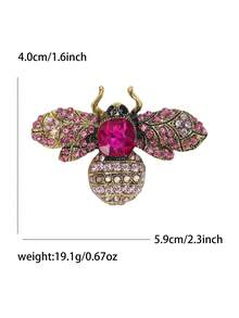 1pc Alloy & Rhinestone Bee Brooch - Pink - View 6