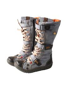 1 PairTMA EYES Women's Flat Bottom Padded Warm Thigh High Boots PU Leather Casual Side Zip Women's Boots - 黑色 - 查看 2