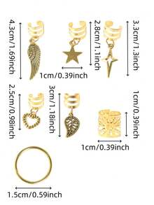 Set di 45 pezzi di elastici per capelli con decorazioni a tema sole in metallo, accessori per capelli intrecciati estivi, adatti per lo stile boho delle ragazze - Dorato - Visualizzare 8