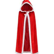 1pc Christmas Costume Cloak, Santa Claus Hooded Cloak, Red With White Furry Trim Tie-Up Thick Windproof Cloak - Christmas Hat Party Outfit For Men And Women