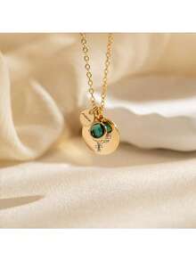 1件装家庭生日花束项链，刻字生日花朵吊坠，可定制姓名，母亲节礼物（送给奶奶），生日石首饰，圣诞礼物（送给她），新年饰品，2026春季时尚 - 金色 - 查看 5