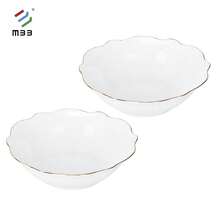 Białe zestawy obiadowe ze złotym rantem - nowoczesny styl, nowy zestaw obiadowy z porcelany kostnej, piękne krawędzie w kształcie muszli i luksusowe złote wykończenia - odporny na zarysowania, zestawy talerzy i misek do zmywarki ceramicznej, zestaw naczyń, zestaw misek i talerzy, zestaw obiadowy do kuchni, ceramiczne naczynia do mikrofalówki i zmywarki, biały,