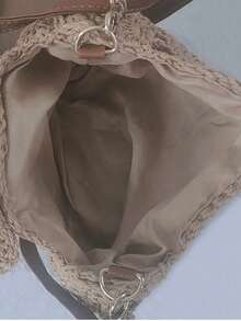 夏季草编休闲简约单肩斜挎包，适合旅行、户外、度假、海滩 - 卡其色 - 查看 6