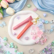 300 Pcs Lip Gloss Keychain Making Kit - Includes Assorted Acrylic Beads, 10 Keychain Clips, Jump Rings, Elastic Cord, Pliers, Hole Punch For DIY Jewelry Crafts, Lip Balm Charm For Women - 混合色 - 查看 5