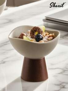shoxil 1 قطعة وعاء سيراميك مرتفع القاعدة، وعاء حلوى، وعاء آيس كريم، طبق عرض وجبات خفيفة، صينية تقديم للطعام، مناسب لوجبات الشاي بعد الظهر، التجمعات العائلية، غرف النوم، المقاهي، الاستخدام خلال شهر رمضان - كأس الحلوى - مشاهدة 7