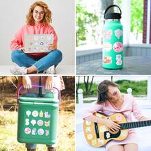 50 piezas Pegatinas con dibujos florales lindos, resistentes al agua para equipaje, botellas de agua, fundas de teléfono, guitarra, altavoz