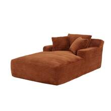 80 Inch Oversized Chaise Lounge Chair Indoor, Upholstered Corduroy Boneless Sleeper Sofa Bed With 3 Pillows, Deep Seat Reading Chair Cloud Couch For Living Room (80" D*50" W) - trái cam - Xem 5