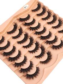 HBZGTLAD 5 种款式，14 对卷曲、浓密、纤长仿貂皮睫毛，交叉、自然蓬松睫毛，DD 卷曲，自然长度，手工制作 3D 睫毛，化妆假睫毛，可重复使用的练习睫毛 - 黑色 - 查看 4