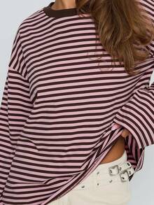 Womens Oversized Striped Sweatshirt Crewneck Long Sleeve Pullover Top Casual Y2K Fall Clothes 2025 Workout Shirt - 粉色 - 查看 6