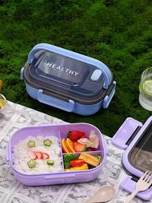 1200ML/42oz 2-Layer PP5 Plastic Portable Lunch Box, Microwave , Compartment Design With Sauce Containers And Utensils, Lightweight Bento Box - Multicolor - View 5