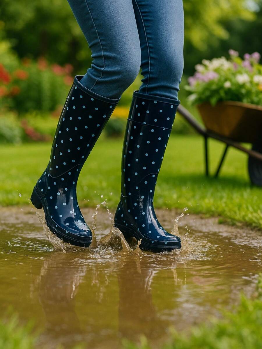 Women Rain Footwear - Negro/Azul - Ver 1