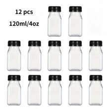 12pcs, 8oz Plastic Juice Bottles With Lids, 4oz, 5oz, 12oz, 16oz Reusable Beverage Bottles, Mini Fridge Bottles, Plastic Mini Juice Containers For Juicing, Smoothie Making, Tea And Homemade Drinks