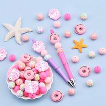 25/34pcs Donut & Cake Silicone Bead Set, Suitable For Jewelry Decoration Accessories, Earrings, Necklaces, Bag Chains, Phone Charms, Makeup Brushes, Keychains DIY Kit, Perfect For Holidays And Birthdays - Donut Cake Mix - View 6