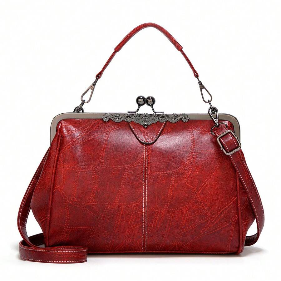 Retro Handbag For Women 2026 - High-Quality Shoulder Bag - Faux Leather In Vintage Look - Ideal For Everyday Use And Parties (22 X 6 X 28 Cm) - Màu Đỏ Sâu - Xem 1