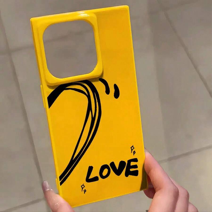 Funda con diseño de corazón, compatible con los modelos 16 Pro, 16, 15 Pro, 14, 14 Plus, 13, 13 Pro, 12 Pro y 12 Pro. Ofrece protección total contra golpes, una amplia abertura, un elegante marco brillante y una estética mejorada. - Amarillo - Ver 1