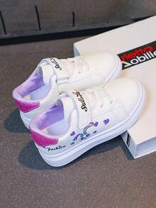 1 Pair Back To School Popular Kids Shoes For Girls, Cartoon Rabbit Design White Sneakers, Fashionable Non-Slip Soles For Comfortable Wear