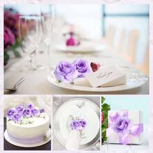 50pcs Pink Roses Artificial Flowers Bulk, 1.6 Small Silk Roses Flower Heads Decoration, Crafts, Wedding Centerpieces Bridal Shower Party Home Decor - Purple - View 5