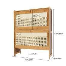 Shoe Cabinet With 2 Handmade Natural Rattan Flip Drawers, Entryway Shoe Rack Storage Organizer For Sneakers, Leather Shoes, Slippers, Free Standing Shoe Racks, 70*24*87cm/27.5*9.4*34.2in - Màu gỗ - Xem 2