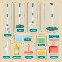 Children's Cleaning Tool Play Set Toy With Stand, Realistic Housework Simulation, Pretend Play Broom, Mop, Role Play Props Gift For Boys And Girls (Some Parts Are Sent Random Colors)