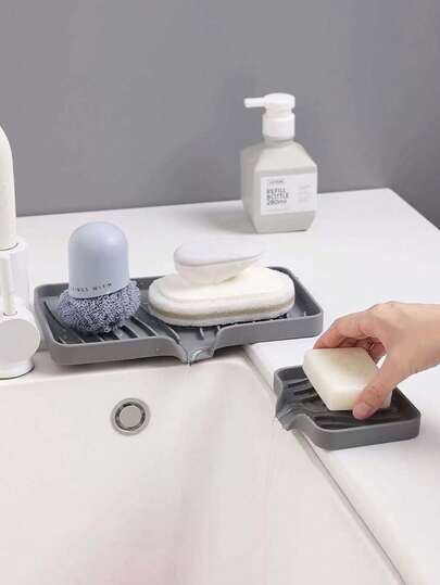 1pc Silicone Cleaning Supplies Tray, Suitable For Countertop, Bathroom, Kitchen