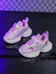 时尚 LED 照明透气皮革运动鞋，适合男孩和女孩 - 休闲、减震、四季防滑户外跑步和步行鞋