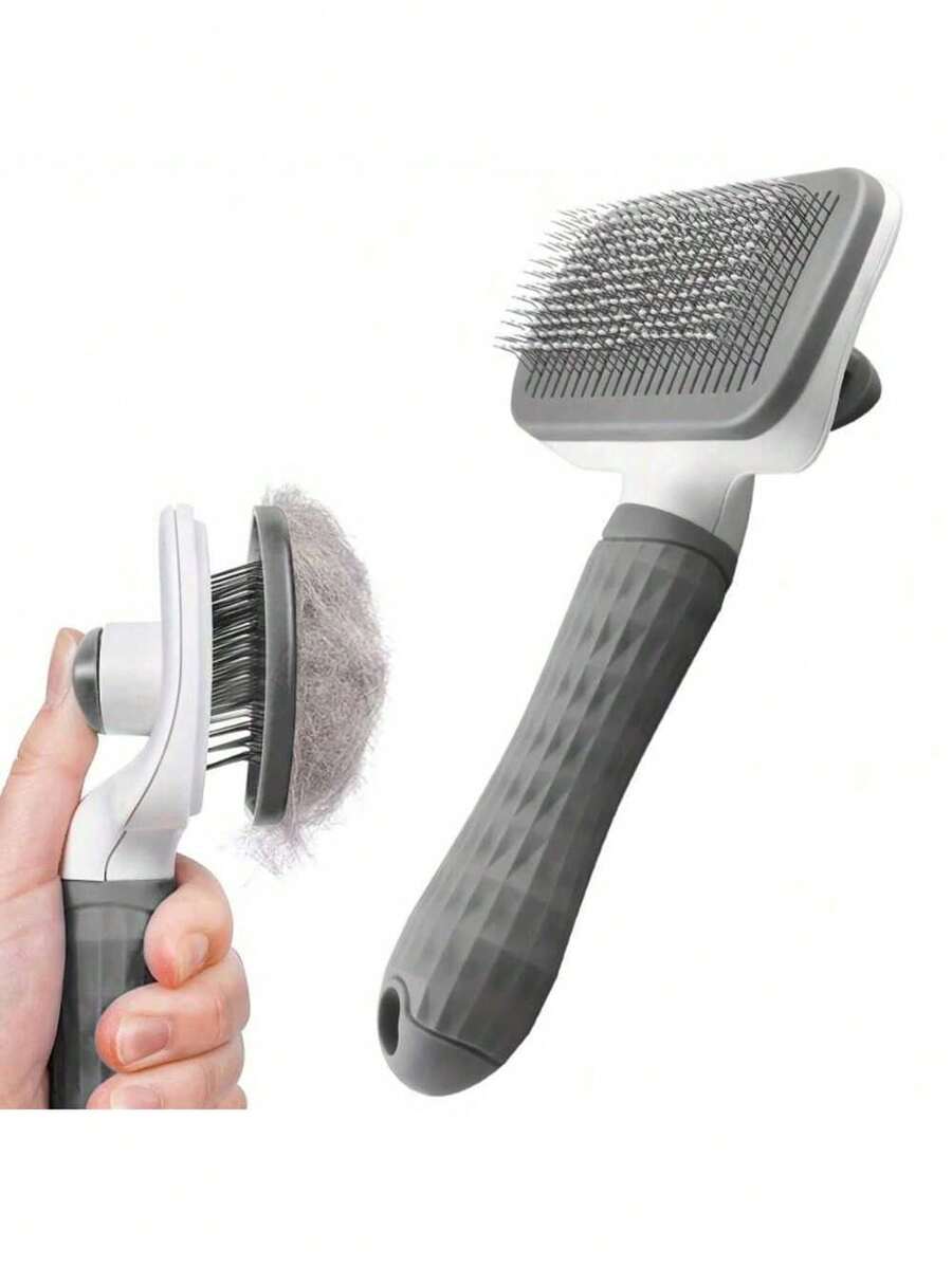 1 chiếc bàn chải làm sạch và massage lông thú cưng, chải nhanh, tự động loại bỏ lông rụng chỉ với một nút bấm, bàn chải massage cho thú cưng, làm sạch lông thoải mái, mèo và chó rất thích được chải và làm sạch, giảm căng thẳng, cải thiện sức khỏe lông.