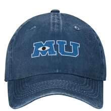 Monsters University Logo Baseball Cap For Men & Women - 100% Polyester Snapback Dad Hat With Ventilation Eyelets, Sporty Outdoor Running & Casual Sun Visor Cap - 藏蓝色 - 查看 2