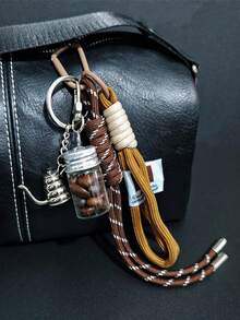 Handmade Coffee Series Pendant, Real Coffee Bean Iced Americano Shaped, Multifunctional Metal Coffee Pot Keychain, Can Be Used As Car Pendant, Backpack Decoration, Handbag Accessory, Suitable For Both Men And Women, An Ideal Gift For Y2K Autumn Season - Multicolor - View 3