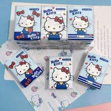 Sanrio 9pcs Sanrio HelloKitty 9-Pack Co Branded Handkerchief Paper, KT Cat Printed Chiffon Paper, Portable Face Towel Paper, Perfect For Work, Spring/Summer Travel Vacation Sanrio For Hello Kitty Tissue - Cute Cartoon Printed Thick Tissue, Suitable For Students, Work, Travel, Spring/Summer Use, Accessories For Hello Kitty
