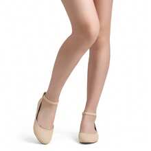 Women's Ballet Flats Low Wedge Ankle Buckle Strap Dress Office Shoes - Apricot Nubuck - View 5