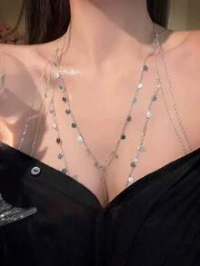 1 件女士性感身体链项链比基尼锁骨链性感装饰项链欧美时尚链 - 彩色 - 查看 4