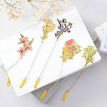 Vintage Chinese Style Floral Copper Bookmarks, Decorative Metal Collectibles, Exquisite Crafts, Christmas Gift - Multicolor - View 13