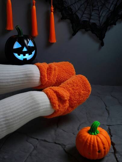 Zapatillas de bebé de calabaza de Halloween para recién nacidos, niños y niñas, lindos zapatos de calcetín de dibujos animados con suela antideslizante suave para uso en interiores, mocasines de cuna para nuevos caminantes