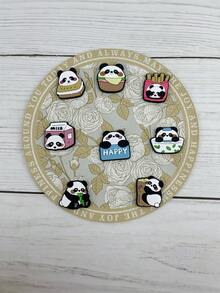 8pcs/Set Cute Panda Animal Pattern Accessories For DIY Sandals, Bracelets, Phone Decorations, Suitable For Beach, Holiday, Birthday Gifts